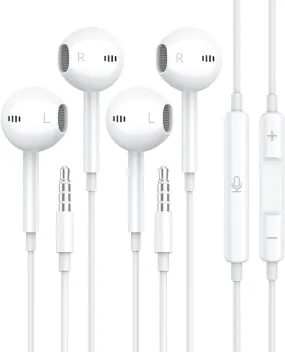 2 Pack for Apple Earbuds Wired, [MFi Certified] 3.5mm Headphones with Microphone Volume Control HiFi Stereo for iPhone/iPad/Kindle/Weather Radio [2 Pack]