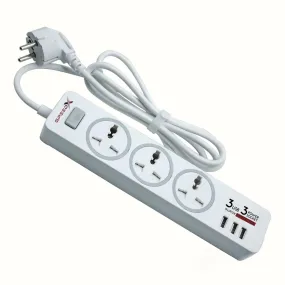 303pu Speed-X Premium Portable Power Strip 3socket 3usb Port