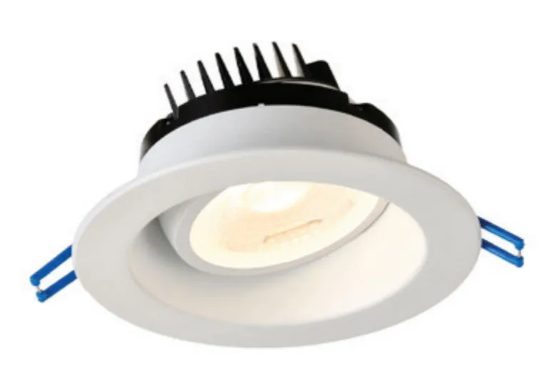 4 Inch Round Regressed Gimbal LED Downlight - High Output -15 Watt - 3000 Kelvin - White Trim - 38 Degree Wide Beam- 20 Degree Tilt - 360 Degree Rotation - 1200 Lumen - Type IC Air-Tight Wet ES CRI 90 