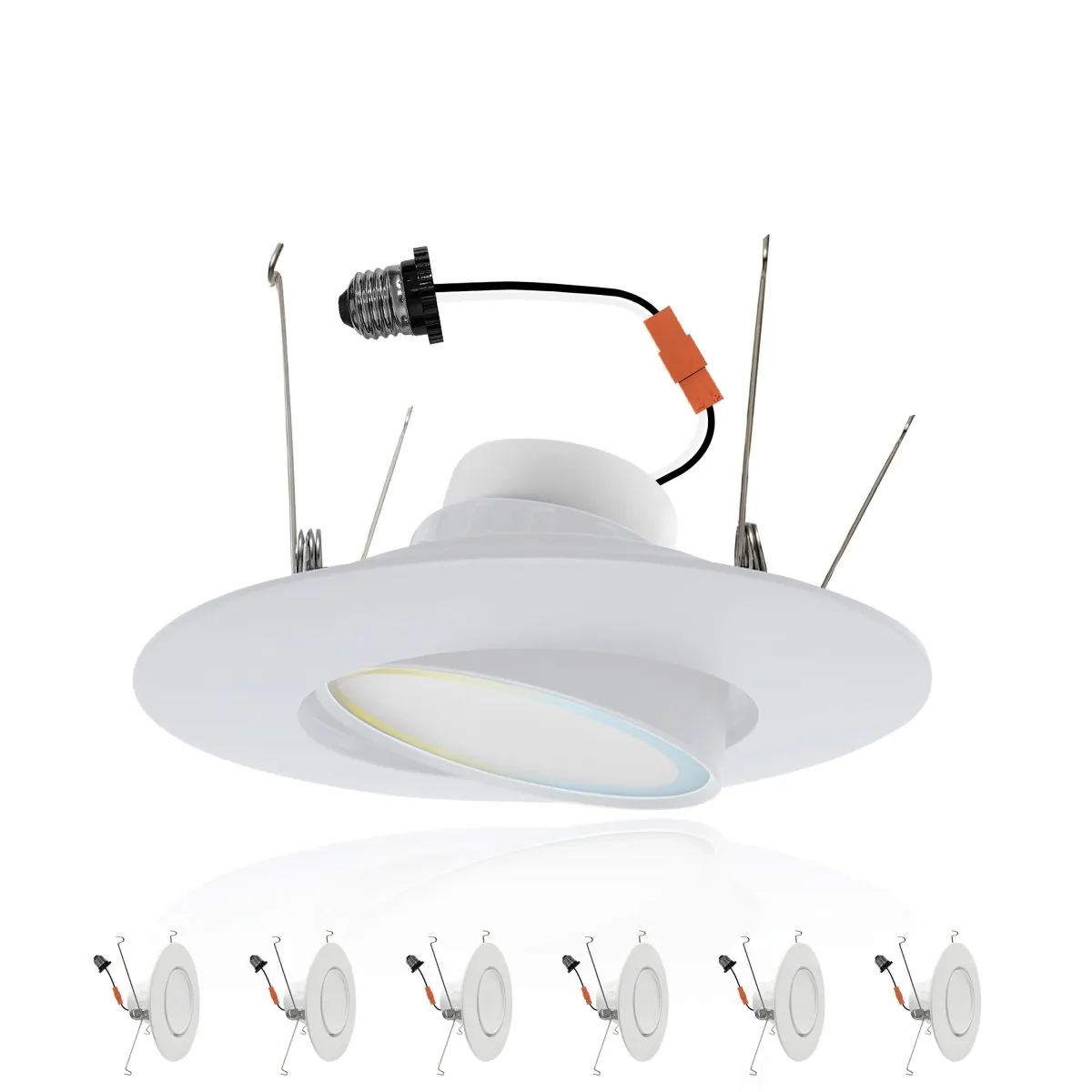 5/6" Inch Adjustable Can Lights Sloped Ceiling Recessed Lighting - Damp Rated - 5CCT 2700K-5000K - 1200LM