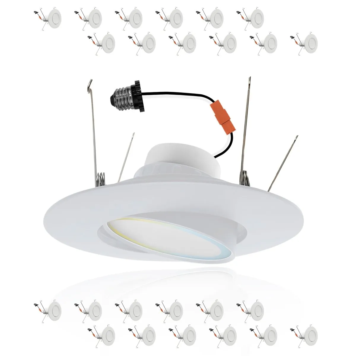 5/6" Inch Adjustable Can Lights Sloped Ceiling Recessed Lighting - Damp Rated - 5CCT 2700K-5000K - 1200LM