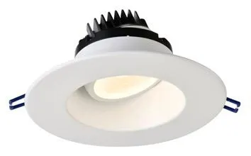 6 Inch Round Regressed Gimbal LED Downlight - High Output -18 Watt - 2700 Kelvin - White Trim - 35 Degree Beam Spread - 1500 Lumen - Type IC Air-Tight Wet ES CRI 90 