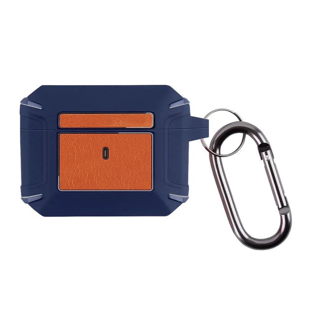 AirPods 3 leather texture case with buckle - Blue / Orange