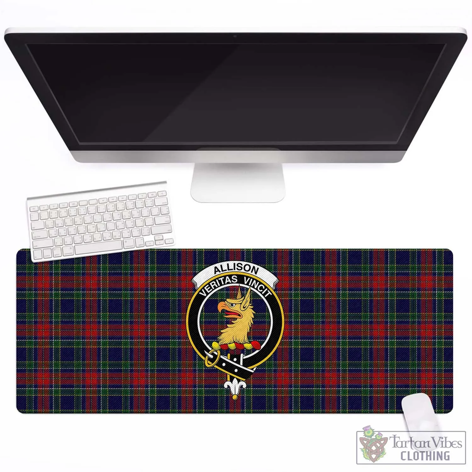 Allison Red Tartan Mouse Pad with Family Crest