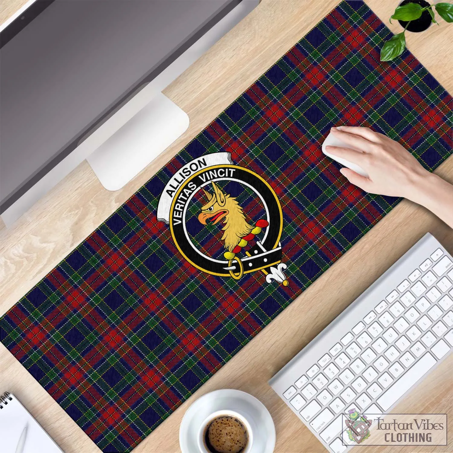 Allison Red Tartan Mouse Pad with Family Crest