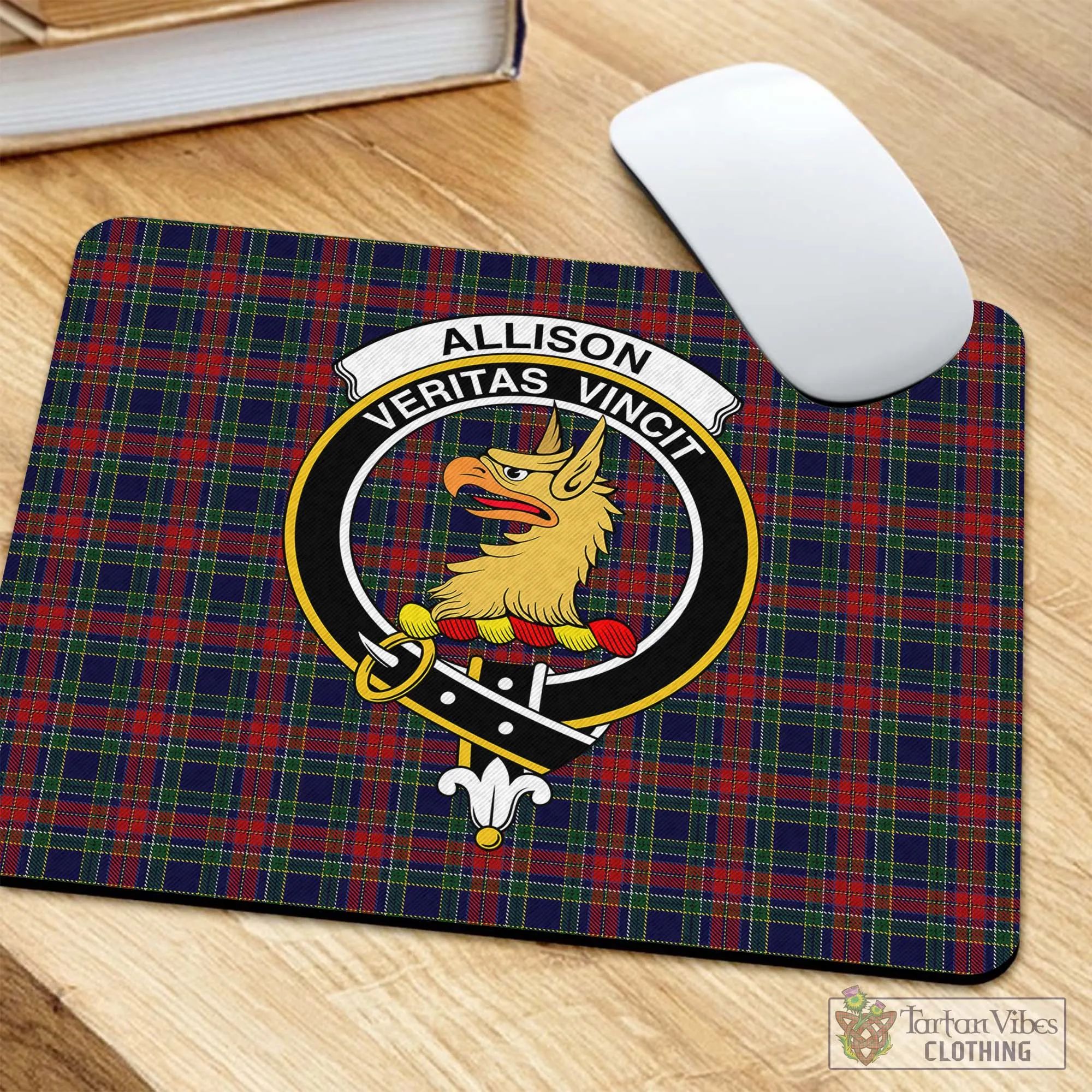 Allison Red Tartan Mouse Pad with Family Crest