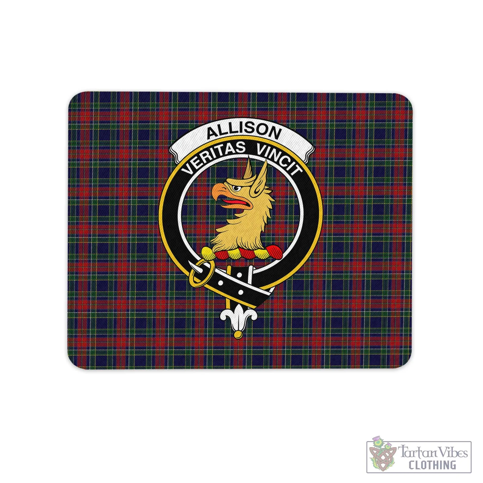 Allison Red Tartan Mouse Pad with Family Crest