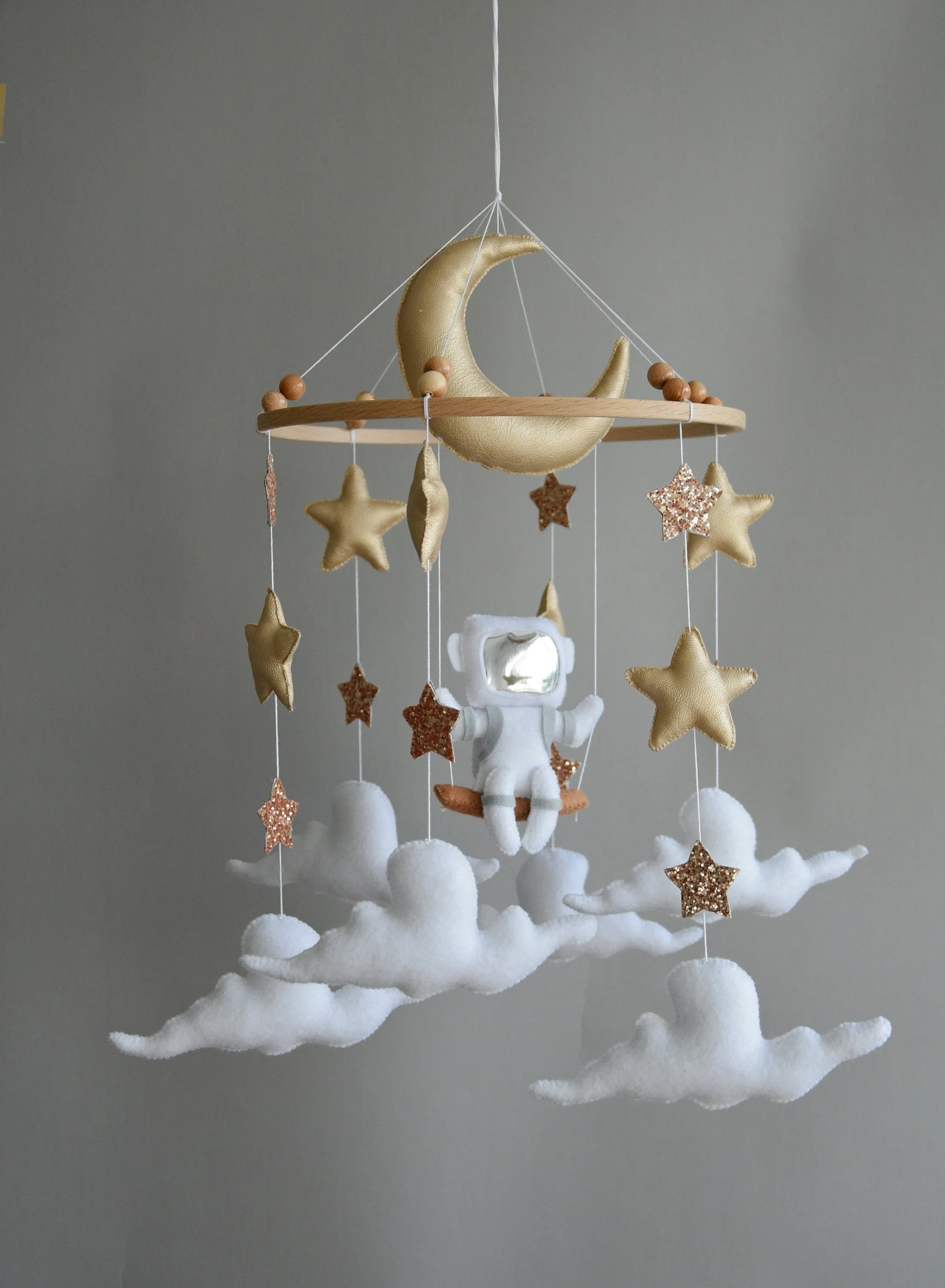 Astronaut space baby mobile with stars and moon