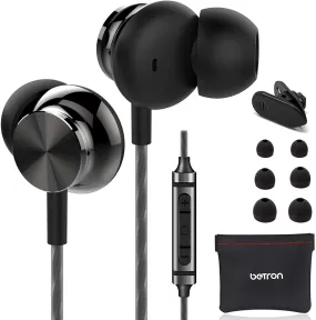 Betron BS10 Noise Isolating Earphones with Microphone Volume Control Ergonomic Earbuds Stereo Sound