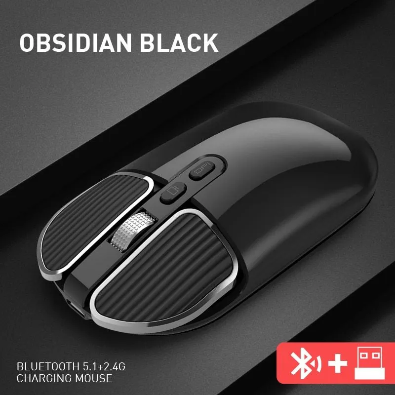 Bluetooth 5.1 2.4G Wireless Dual Mode Rechargeable Mouse Optical USB mice for PC/Mac/Laptop/IPad/Phone /Notebook/Android Tablet