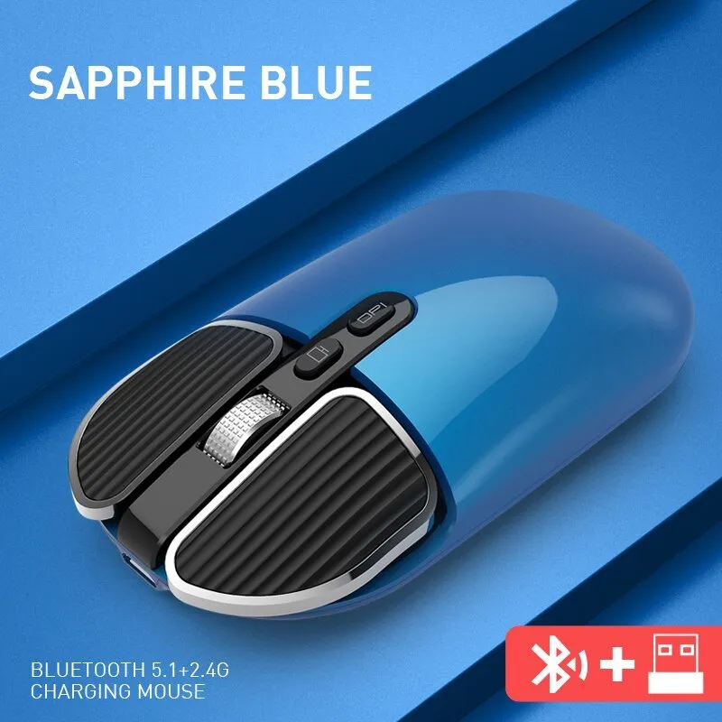 Bluetooth 5.1 2.4G Wireless Dual Mode Rechargeable Mouse Optical USB mice for PC/Mac/Laptop/IPad/Phone /Notebook/Android Tablet