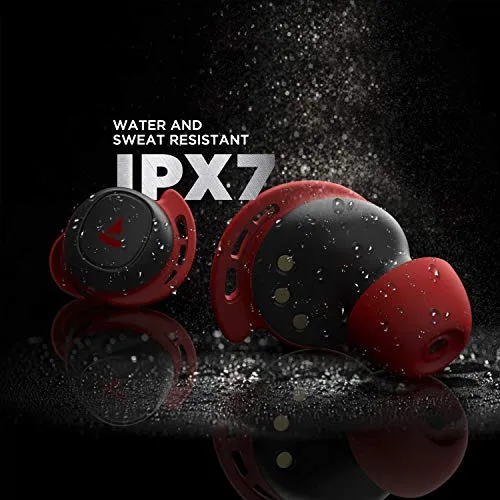 boAt Airdopes 441 TWS Ear-Buds with IWP Technology, Immersive Audio, Up to 30H Total Playback, IPX7 Water Resistance, Super Touch Controls, Secure Sports Fit & Type-C Port(Raging Red)