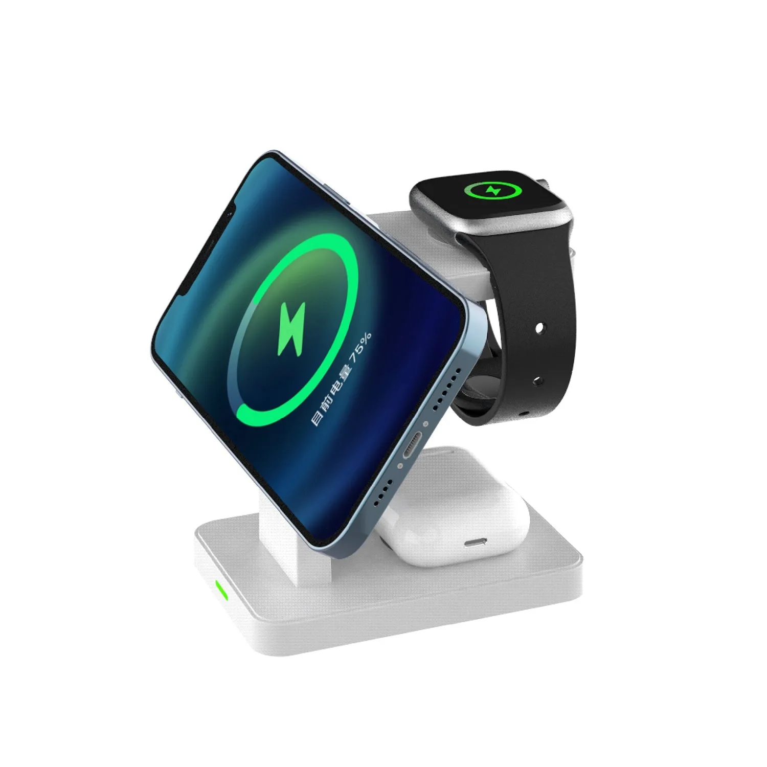 Brookstone 3 in 1 Wireless Charging Station Compatible with MagSafe Charger for Apple Fast Wireless Charger Stand for for iPhones, iWatch, and Airpods