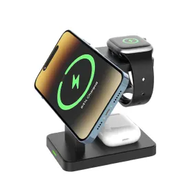 Brookstone 3 in 1 Wireless Charging Station Compatible with MagSafe Charger for Apple Fast Wireless Charger Stand for for iPhones, iWatch, and Airpods