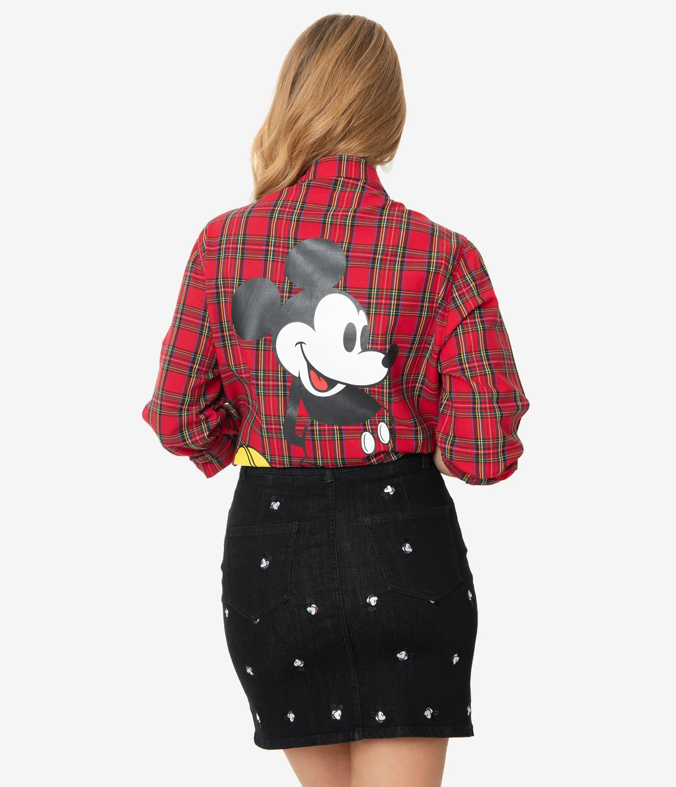 Cakeworthy Black Denim Embroidered Mickey Print Skirt