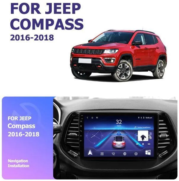 Car Dealz 10.2" Android 10.0 Jeep Compass 2016-2018 In Dash Plus OEM Fascia