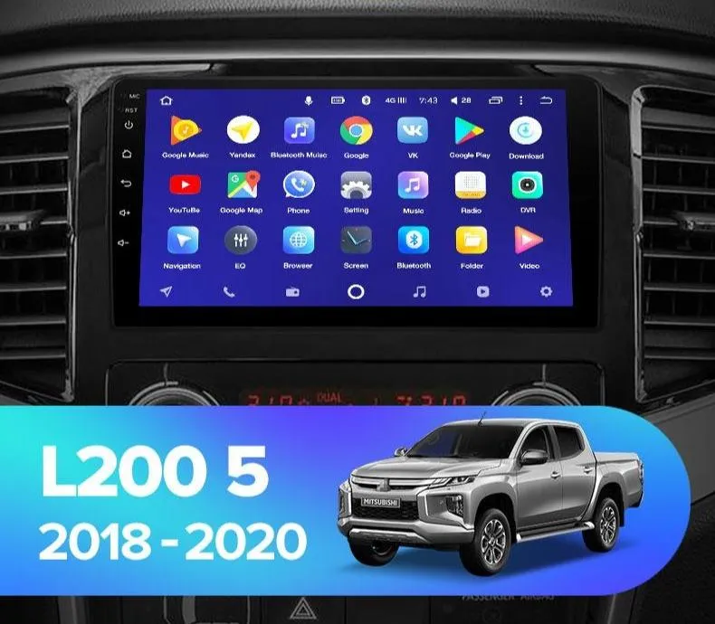 Car Dealz 10.2" Android 10.0 Mitsubishi Triton Challenger L200 5 2018-2020 In Dash Plus OEM Fascia