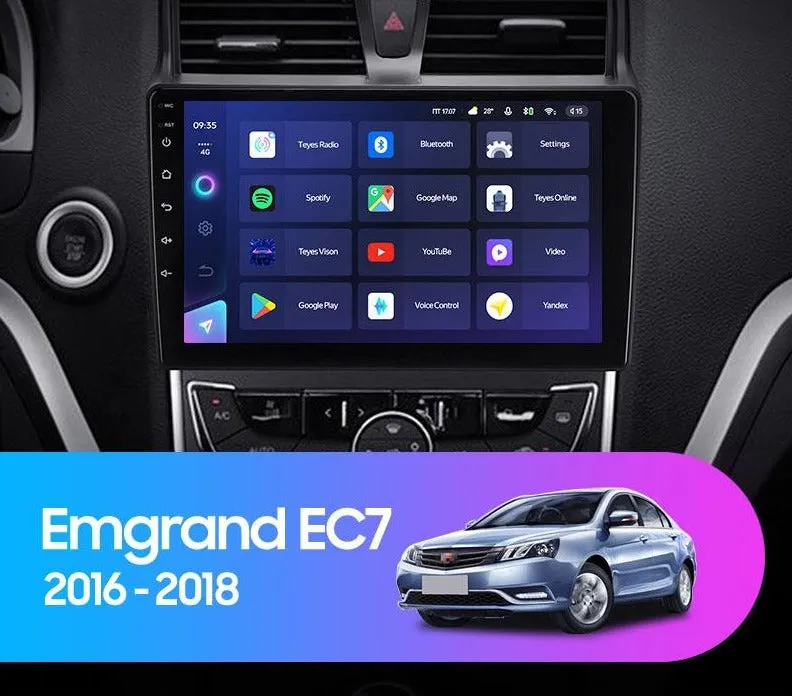 Car Dealz Elite 4G Data Model 10.2" Android 120.0 Geely Emgrand EC7 1 2016 - 2018 In Dash Plus OEM Fascia