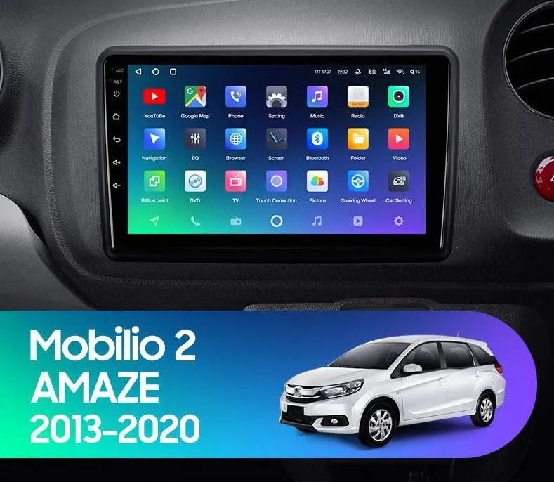 Car Dealz Premium Advanced 4G Data Model 10.2" Android 12.0 For Honda Mobilio 2 Amaze 2013 - 2020 In Dash Plus OEM Fascia