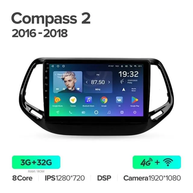 Car Dealz Premium Advanced 4G Data Model 10.2" Android 12.0 For Jeep Compass 2 MP 2016 - 2018 In Dash Plus OEM Fascia