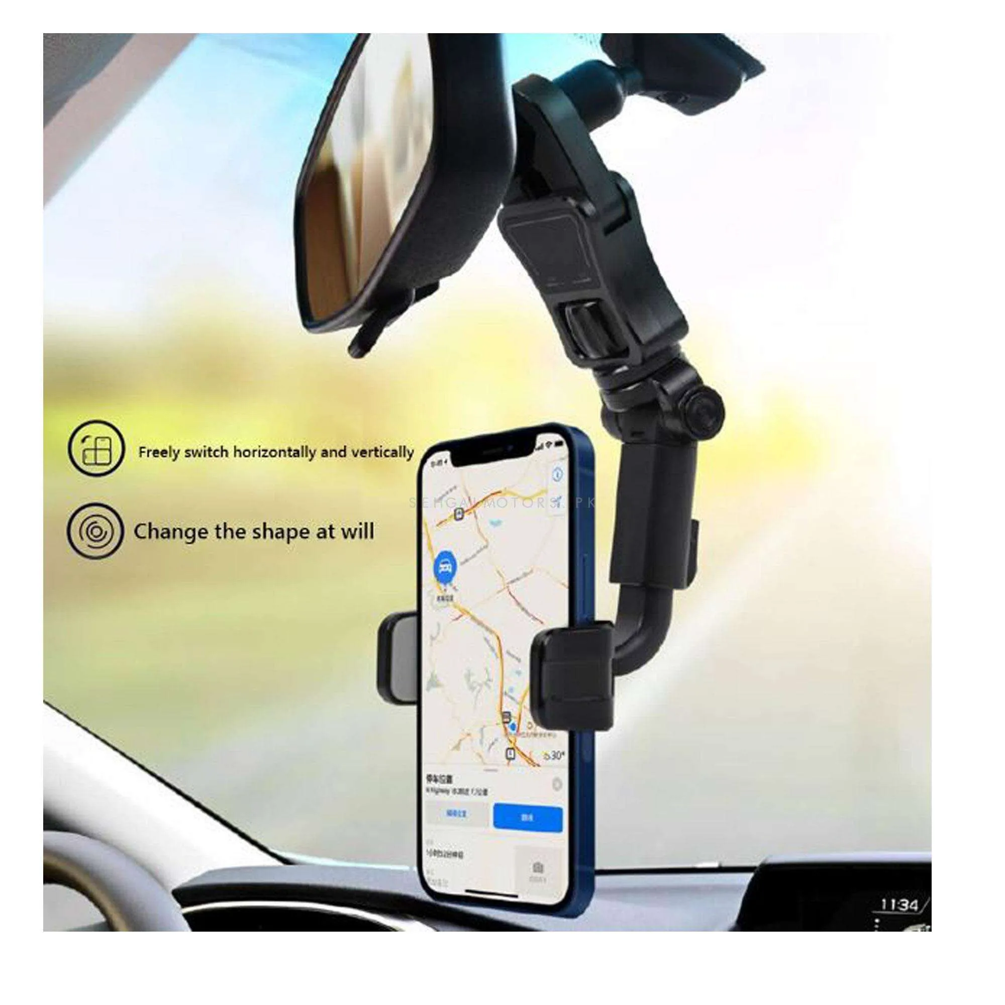 Car Rearview Mirror Mount Mobile Phone Stand Bracket Holder