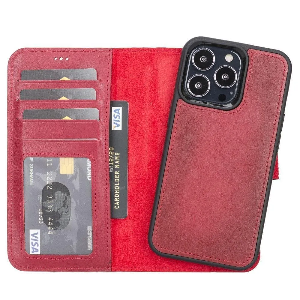 Carter iPhone 13 PRO Detachable Wallet Case, Vegetal Red