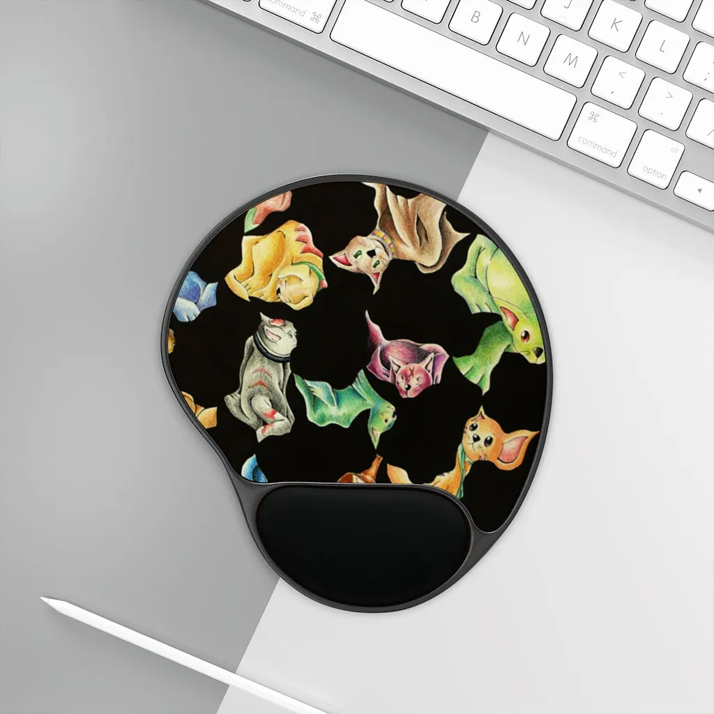 Cat Pattern Mouse Pad With Wrist Rest