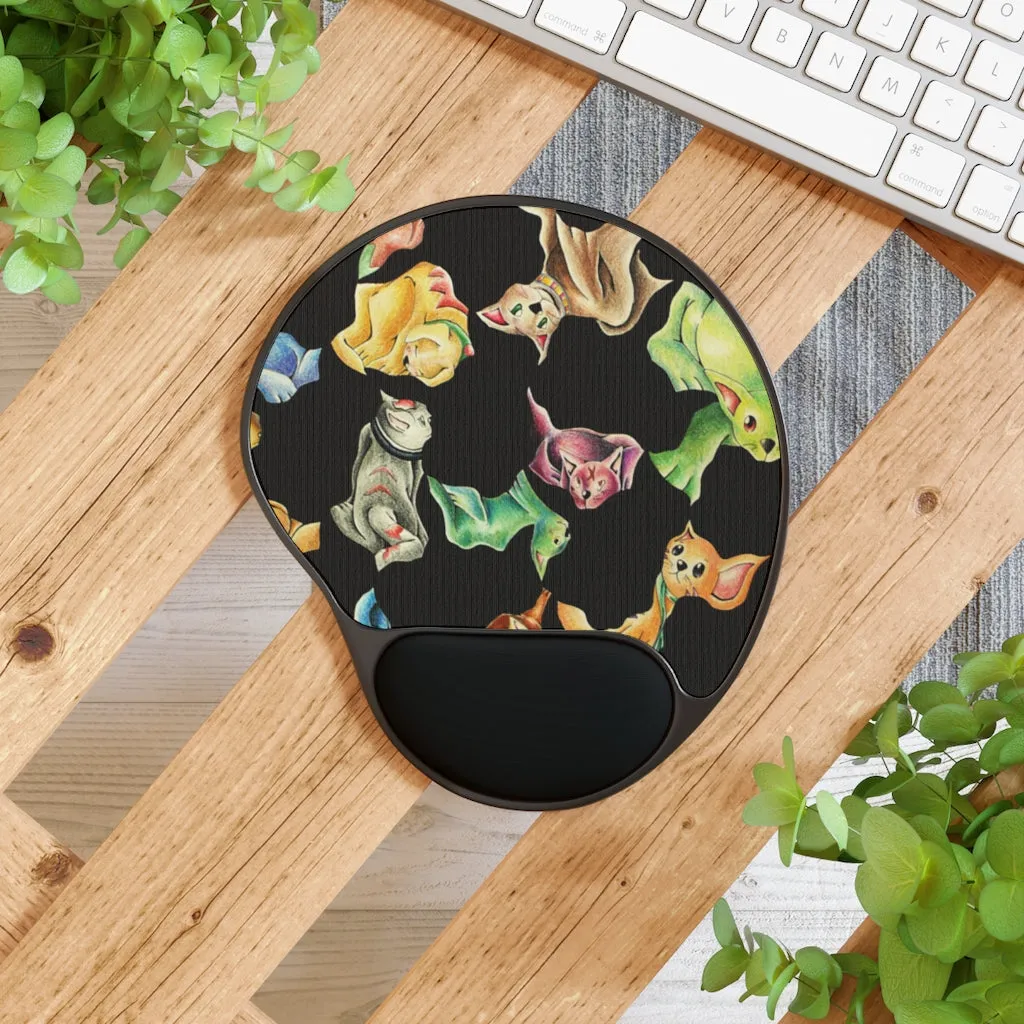 Cat Pattern Mouse Pad With Wrist Rest