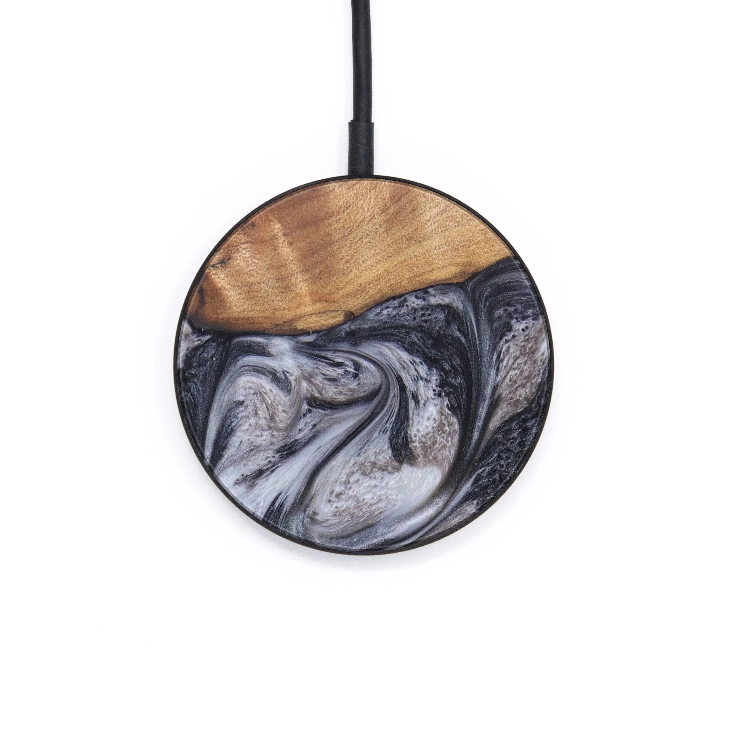 Circle Wood Resin Wireless Charger - Alejandro (Black & White, 636142)