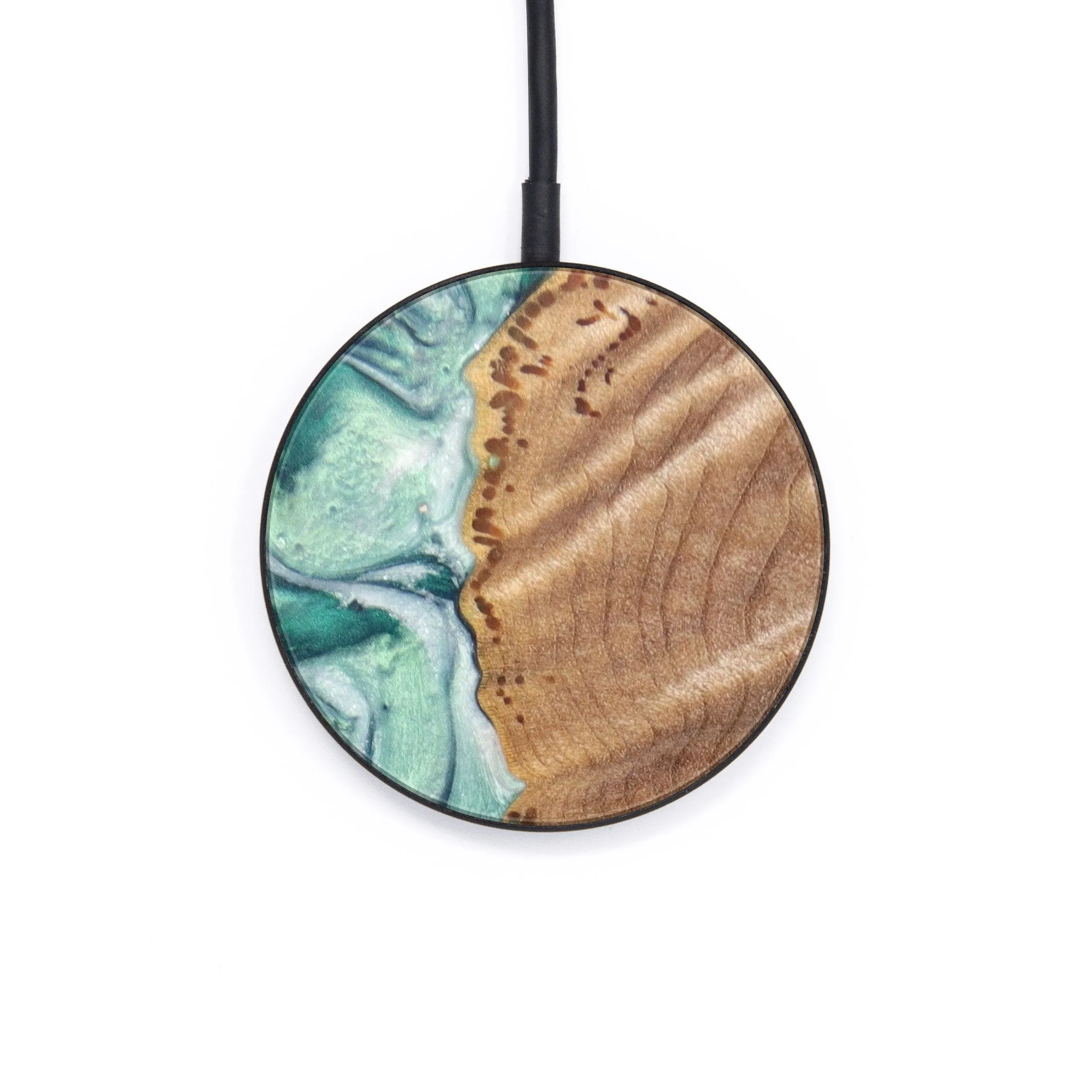 Circle Wood Resin Wireless Charger - Alianna (Green, 629342)