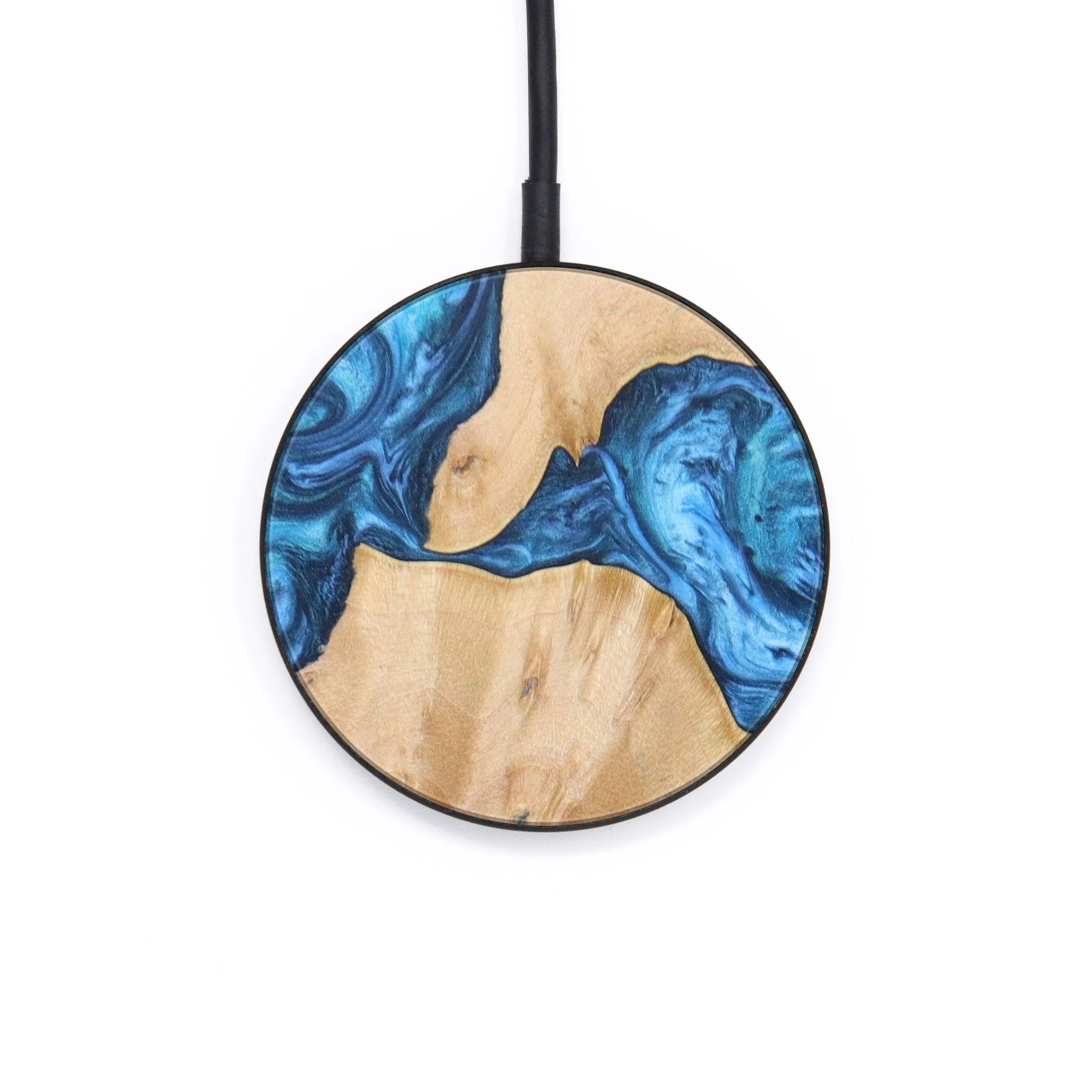 Circle Wood Resin Wireless Charger - Aurora (Blue, 616373)