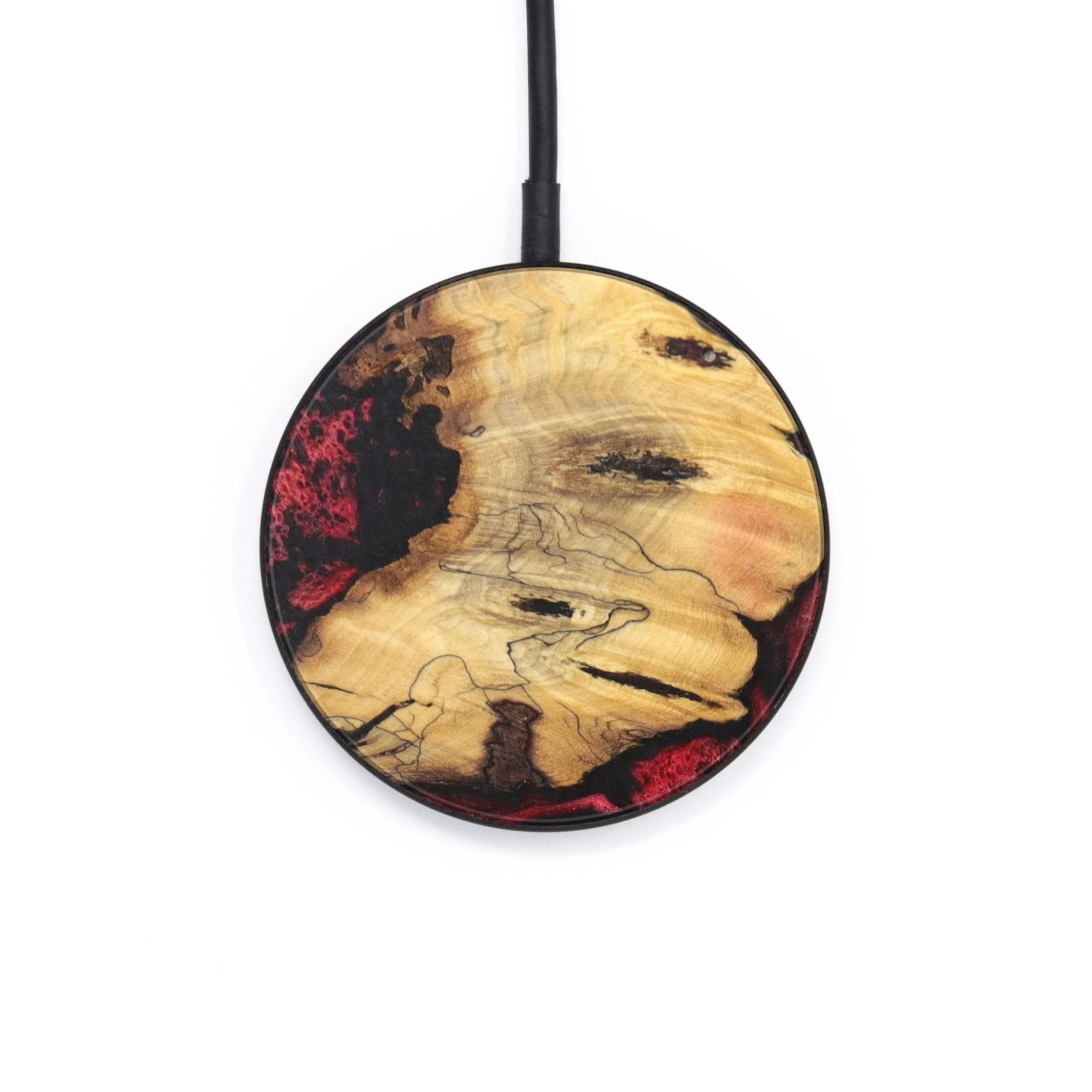 Circle Wood Resin Wireless Charger - Ayah (Dark Red, 615643)