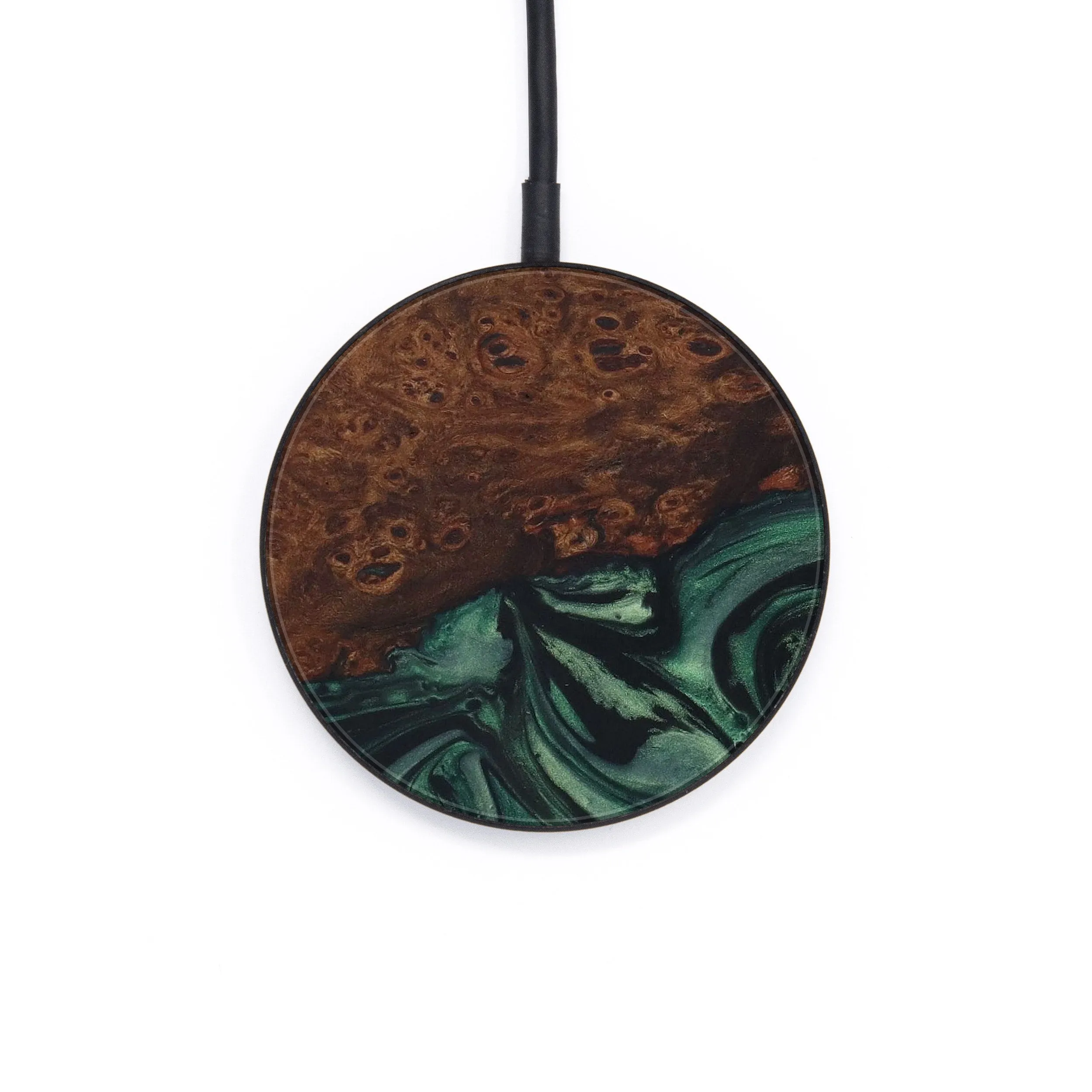 Circle Wood Resin Wireless Charger - Berneice (Dark Green, 587229)