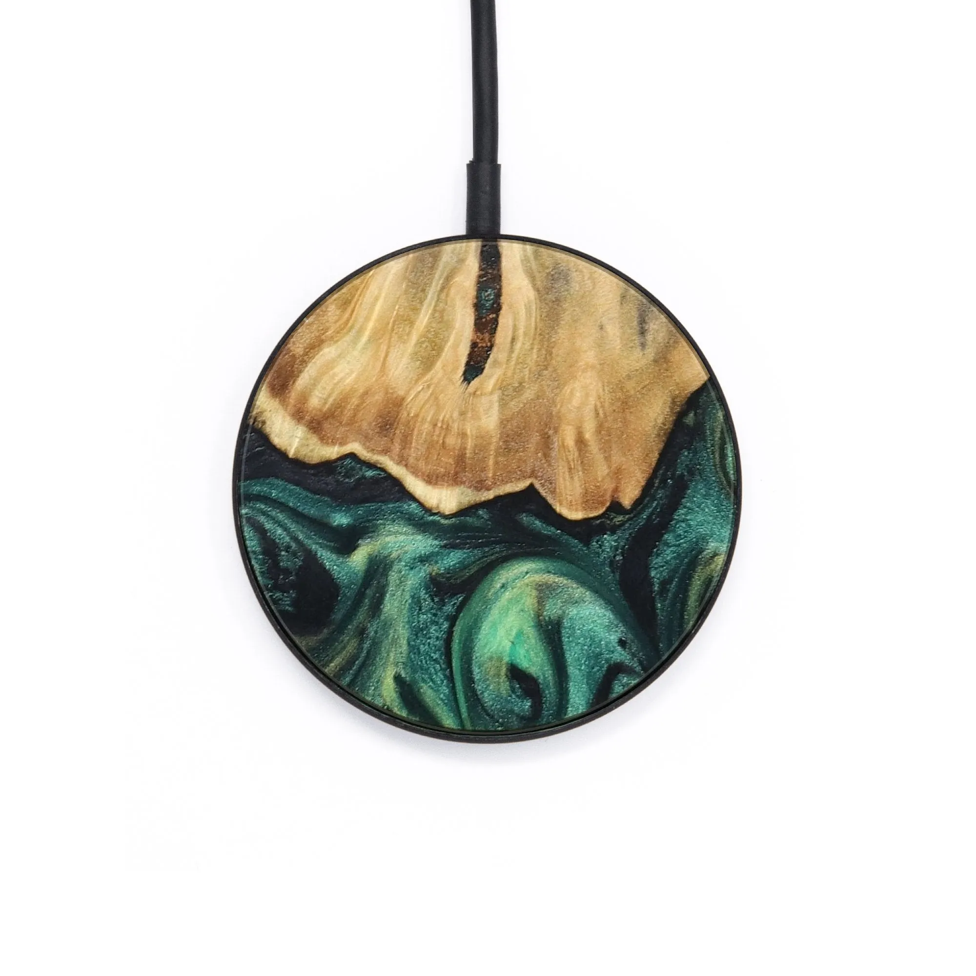 Circle Wood Resin Wireless Charger - Bobby (Green, 722938)