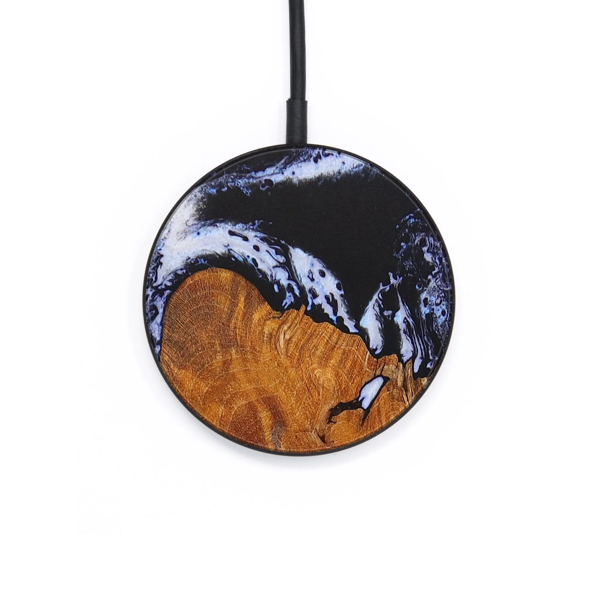 Circle Wood Resin Wireless Charger - Caitlin (Black & White, 649009)