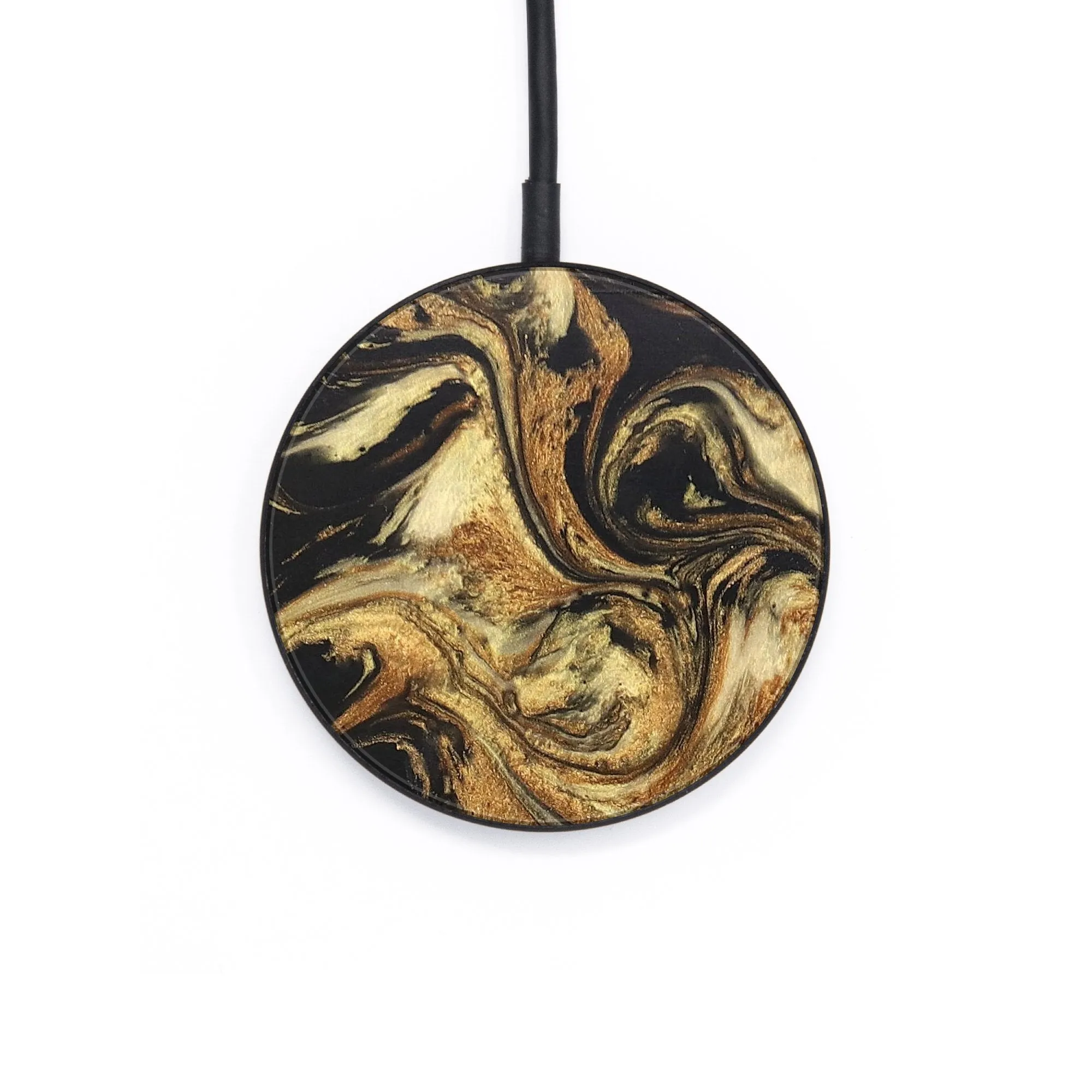 Circle Wood Resin Wireless Charger - Carolyn (Black & White, 692701)