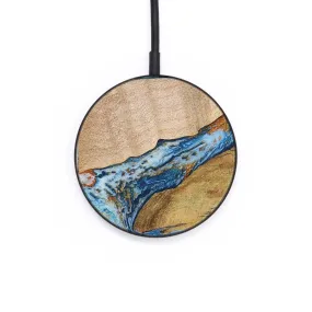 Circle Wood Resin Wireless Charger - Claudia (Teal & Gold, 651842)