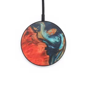 Circle Wood Resin Wireless Charger - Connie (Teal & Gold, 691827)