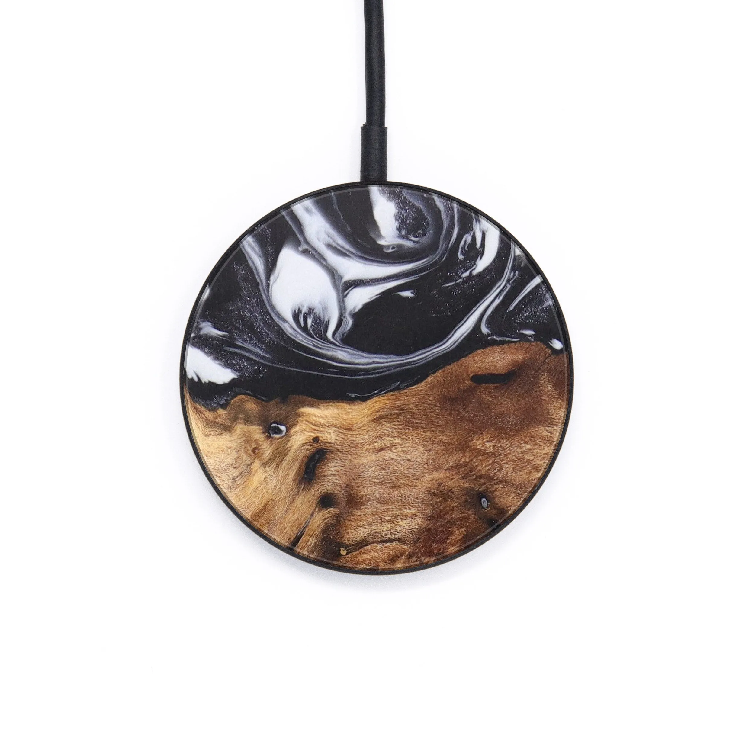 Circle Wood Resin Wireless Charger - Dusty (Black & White, 627891)