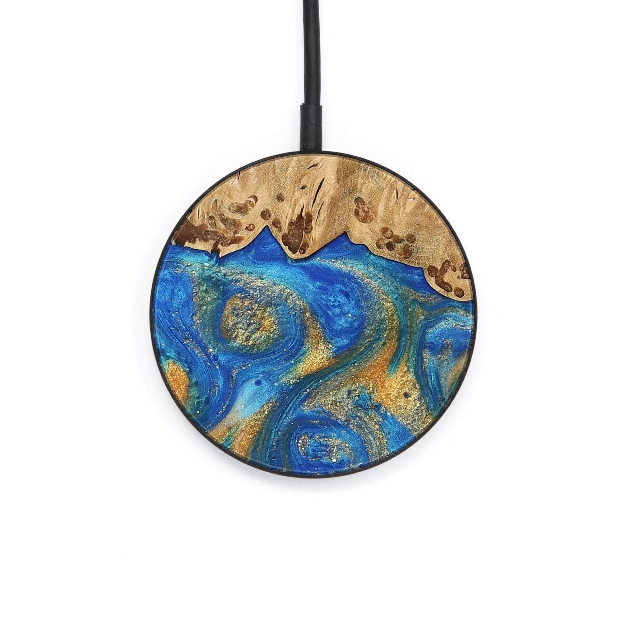 Circle Wood Wireless Charger - Corina (Teal & Gold, 733101)