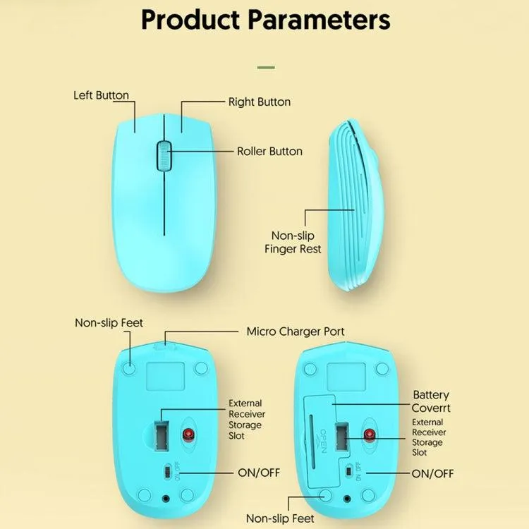 Compact 3-Button Wireless Optical Mouse with Dual Mode and Adjustable DPI