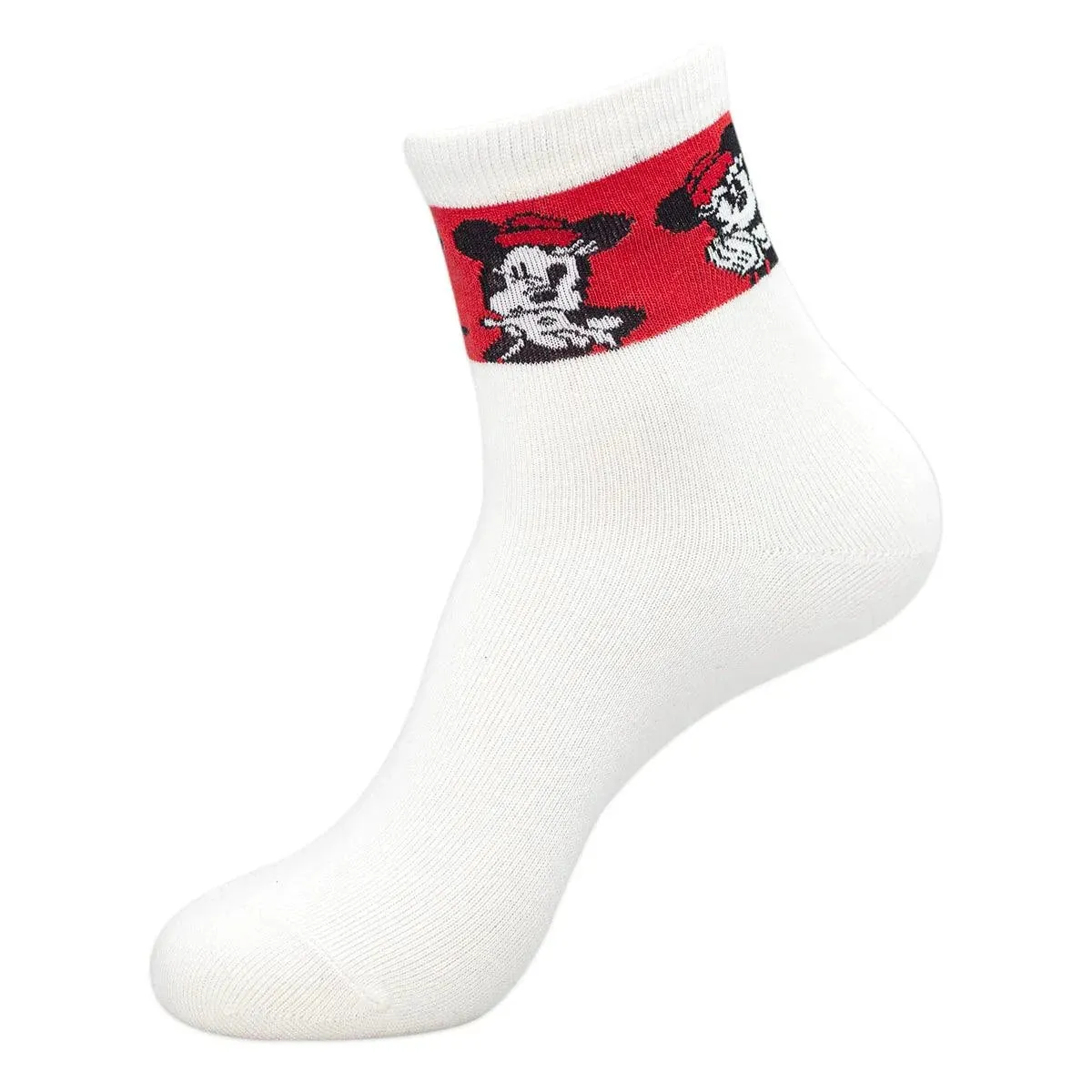 Disney Mickey & Minnie High Ankle Socks For Women - Black And White