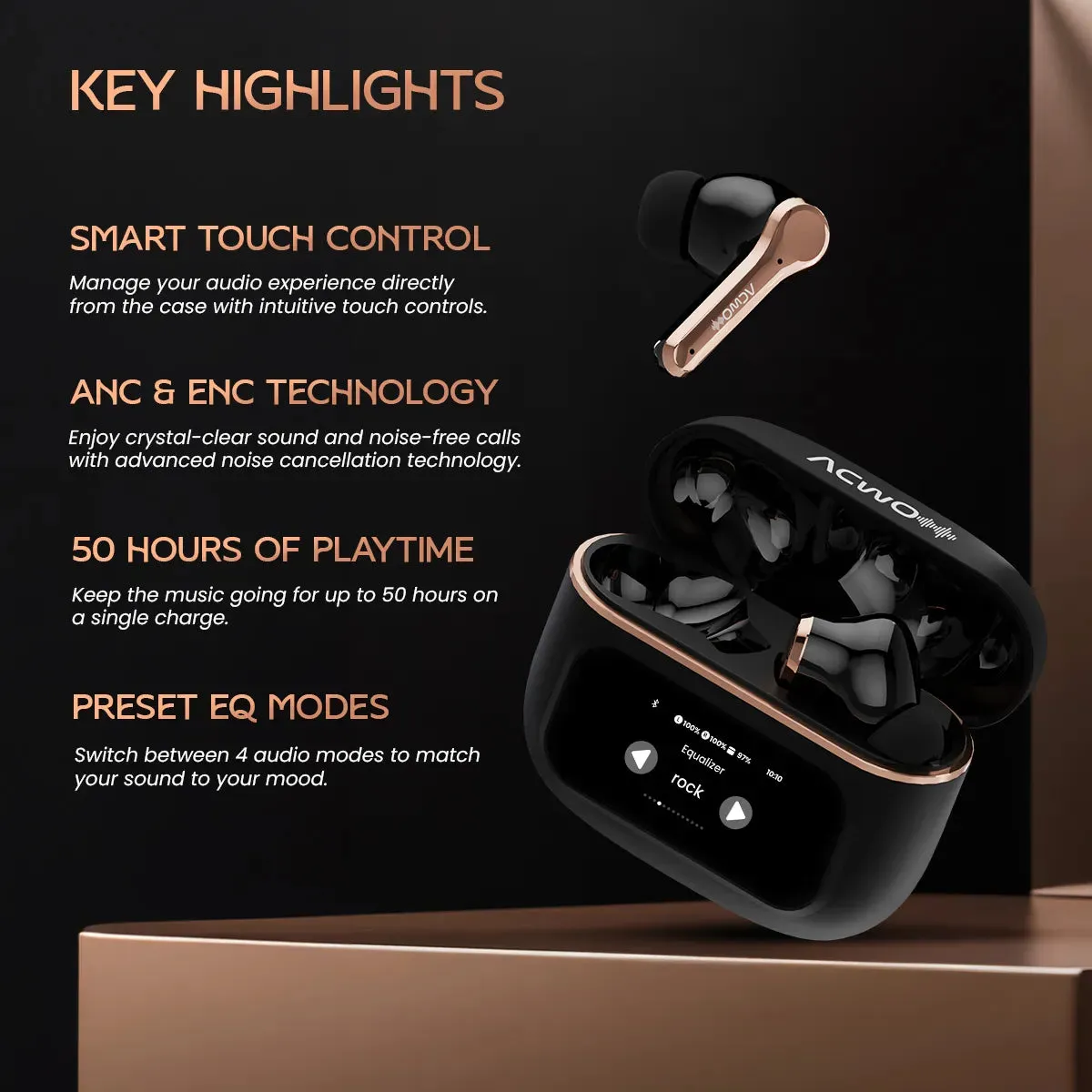 DwOTS Touch - Smart Touch Screen Display Tws Earbuds