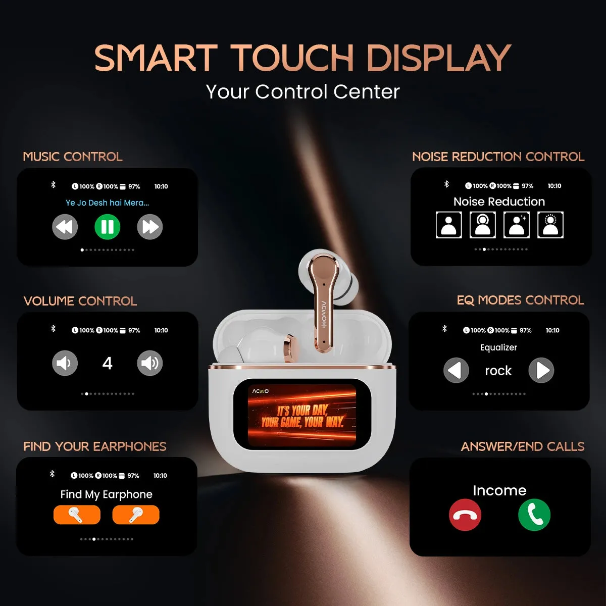 DwOTS Touch - Smart Touch Screen Display Tws Earbuds