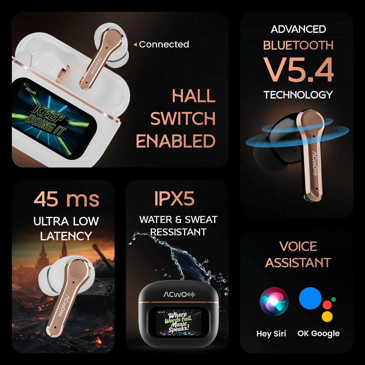 DwOTS Touch - Smart Touch Screen Display Tws Earbuds