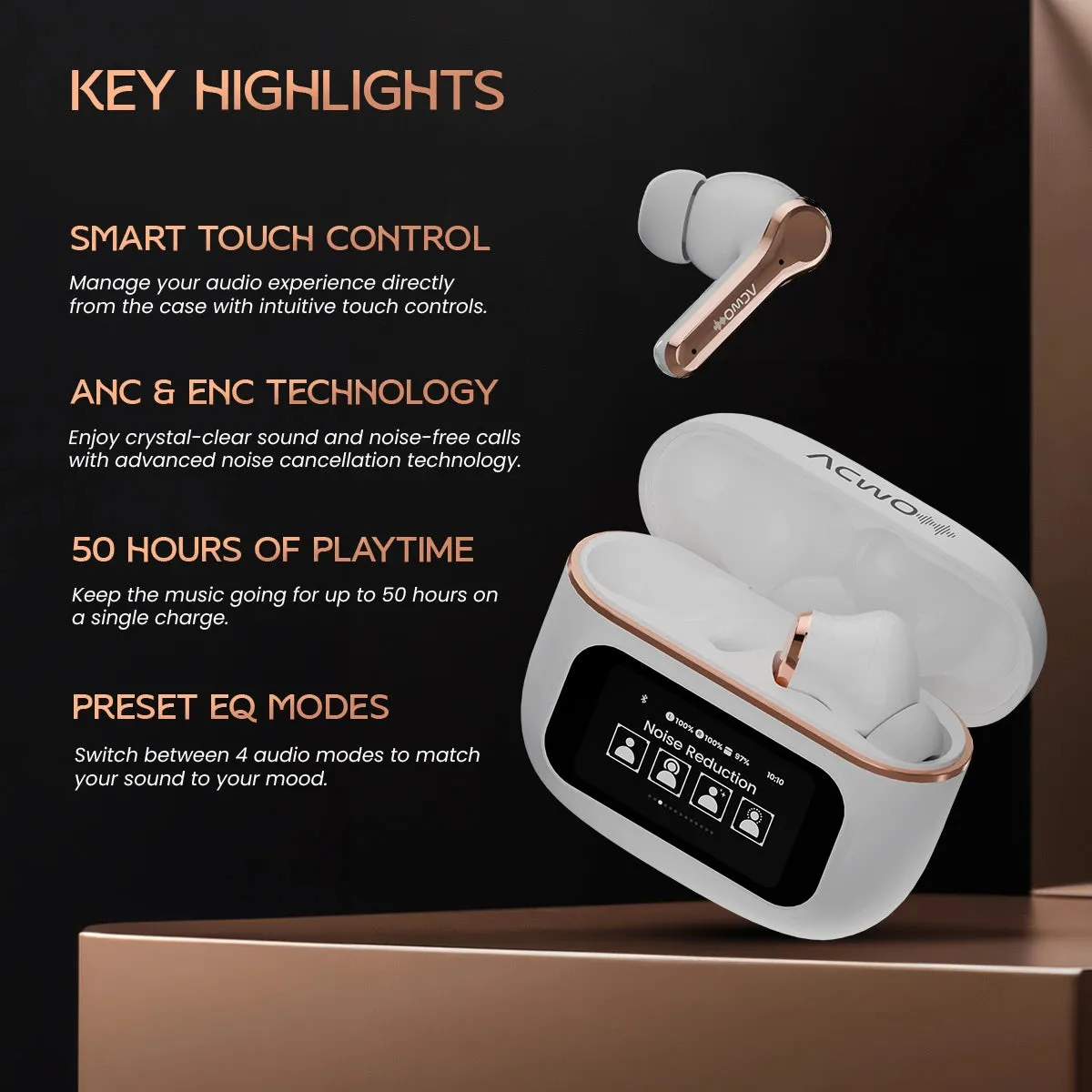 DwOTS Touch - Smart Touch Screen Display Tws Earbuds