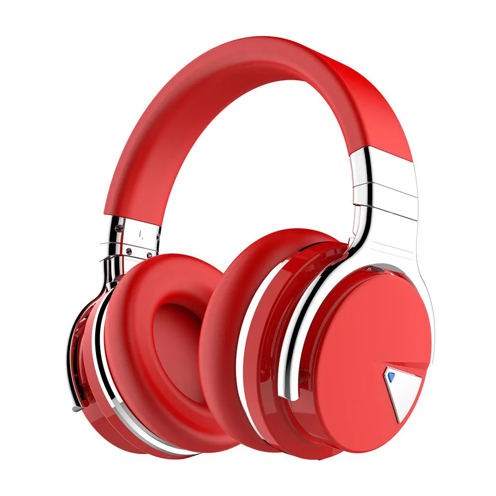 E7 Active Noise Cancelling Wireless Bluetooth Over-ear Headphones，Red