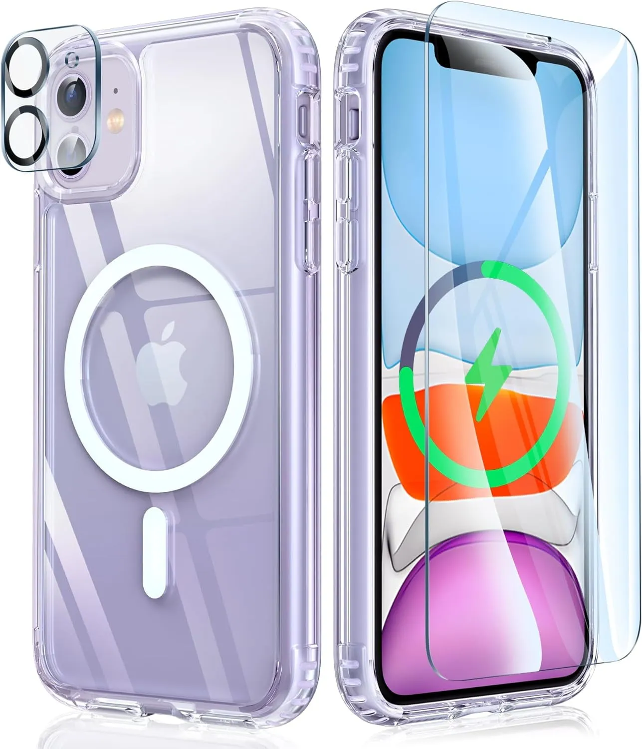 Entronix Case Magnetic Clear Case Designed for Apple iPhone 11 with 1 Tempered and Camera Lens, Shockproof Transparent Crystal Cover