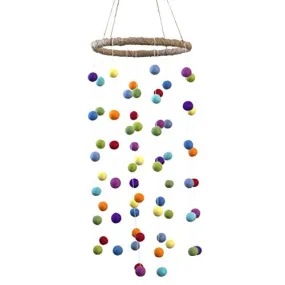 Felt Ball Nursery Mobile- Rainbow- LARGE