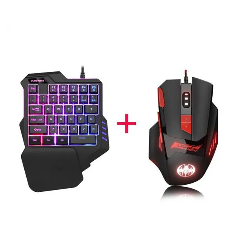 For Mobile Phone Gaming Wired Keyboard Mouse Single Hand Mini Usb Keyboard for Android IOS Apple Tablet PUBG Survival Rules